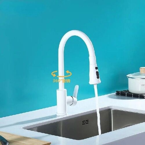 White Pull-out Kitchen Sink Faucet 304 Stainless Steel