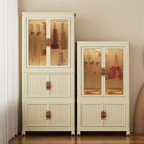 Folding Storage Cabinet With Magnetic Suction Side Door