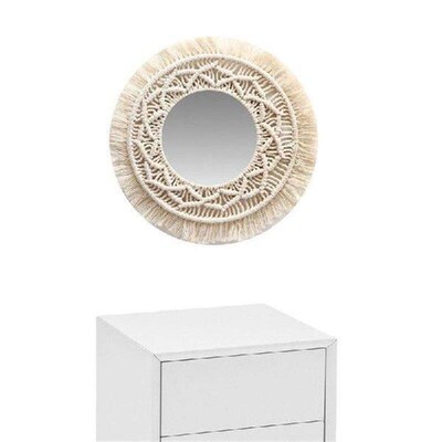 Wall Hanging Mirror Boho Wall Art Ornament Round Mirror