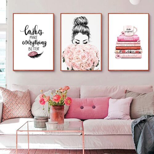 Home Decor Modern Pink Sweet Flower Picture Wall Art  Painti