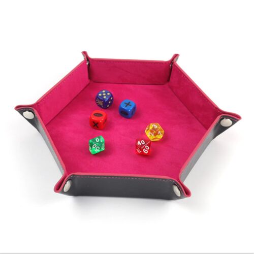 Rolling Folding Hexagon Dice Game Storage Tray Holder Double