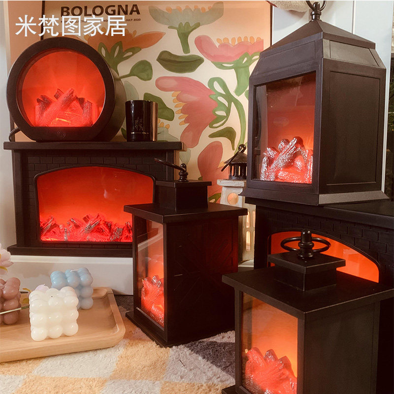 仿真火焰灯小壁炉氛围灯火光家用装饰火炉灯室内桌面摆件假壁炉灯