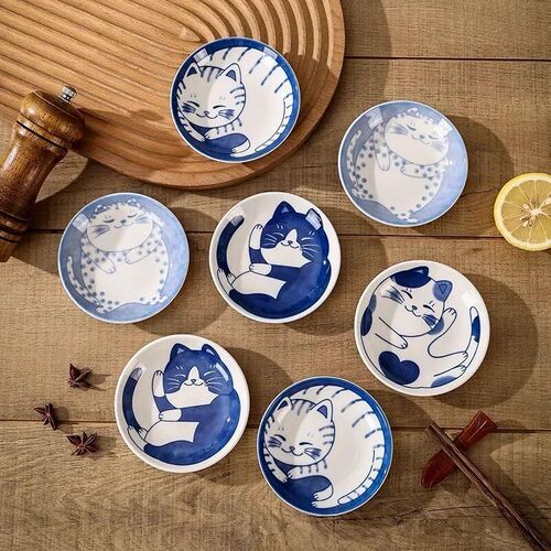 4pcs Ceramic Sauce Dishes Sushi Plate Tableware Japanese Sty