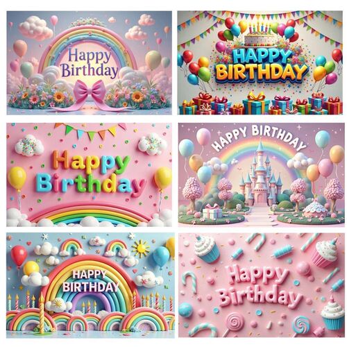 Colorful Balloon Rainbow Theme Happy Birthday Party Decorati