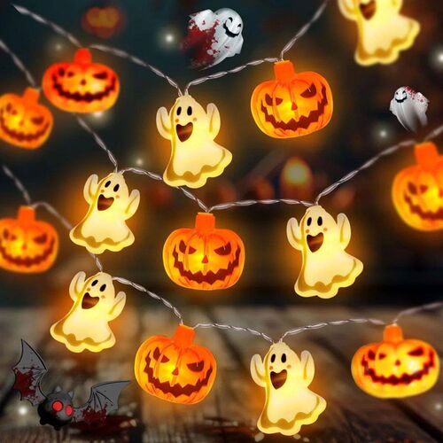 1pc 10/20 LED Halloween Single Layer Pumpkin & Ghost String