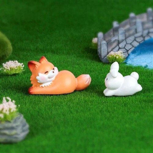 Mini Cute Fox Rabbit Small Ornament Cartoon Bunny Micro