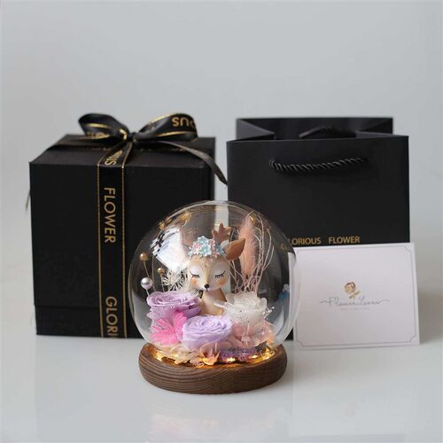 Eternal Flower Rose Glass Ornaments Exquisite Gift Box for G
