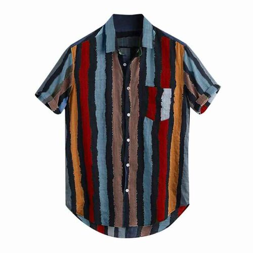 Short Sleeve Round Hem Shirts Men dress shirt chemise