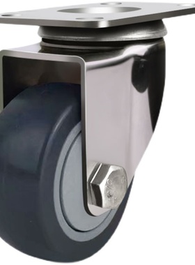 中型30不锈钢灰色TPR单轴寸耐磨耐用万向脚轮加厚支架推车轮