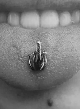 1pc 316l Surgical Steel Middle Finger Gesture Ball Tongue Ba