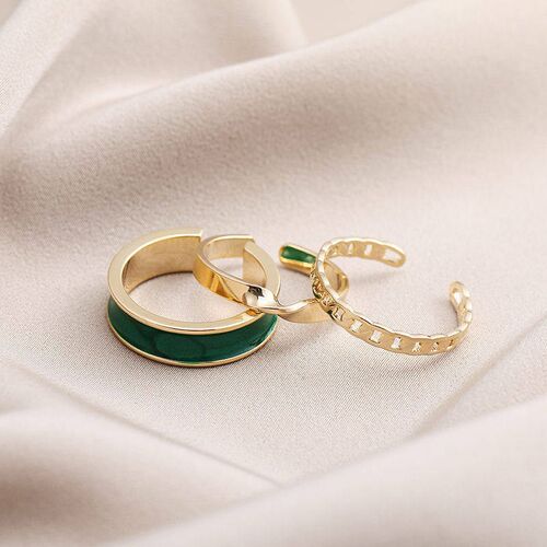 Punk Cool Resin Chain Rings Set For Women Fashion Simple Hip