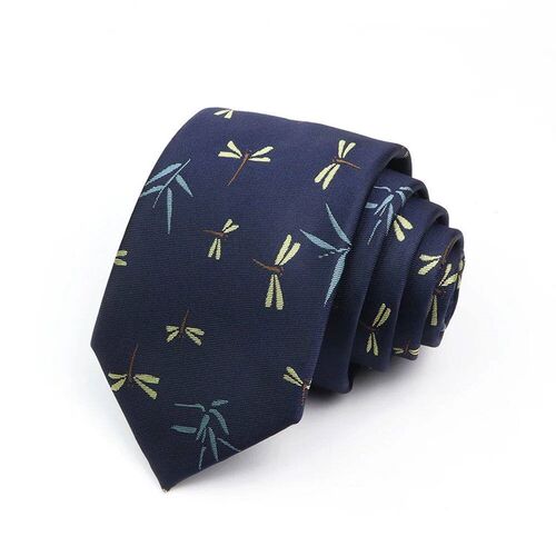 Cute Lovely Cartoon Pattern Necktie Blue Dragonfly Swan Patt
