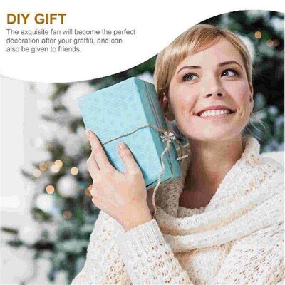 2pcs Round Hand Fan Portable Handheld Fan Summer Foldable