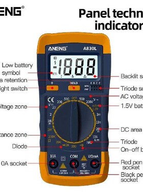 A830L Digital Multimeter Multi Tester Buzzer DC AC Voltage