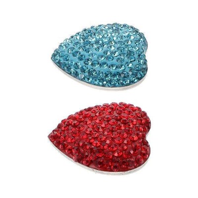 2PCS Heart Shaped Rhinestone Fridge Magnets Decorative