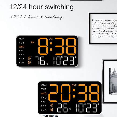 Large Digital Wall Clock Week Date Temperature Display Voice