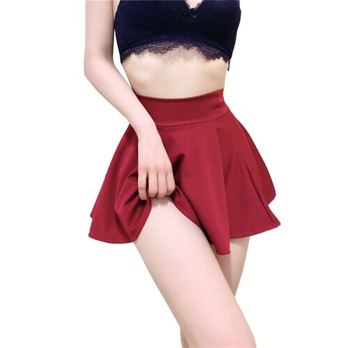 Shorts Pleated Skirts Women Dance Yoga Red Black Mini Drape