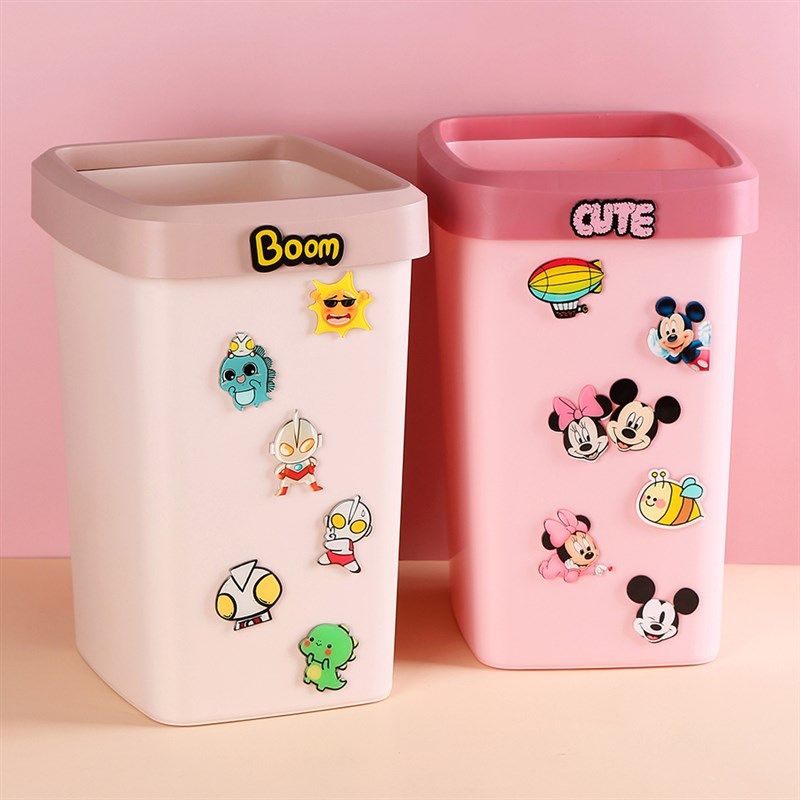 垃圾桶卡通儿童房粉色公主粉少女心卧室可爱男孩女孩家用创意儿童