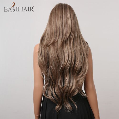 Brown Mixed Blonde Synthetic Wigs with Bang Long Na
