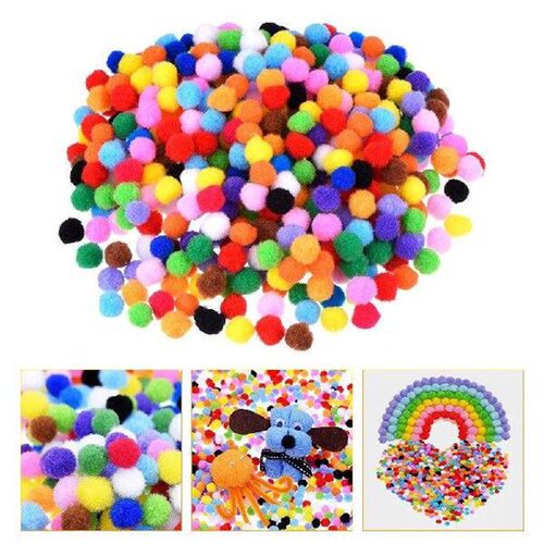 200 Pcs Pompom Toys Balls Rainbow Poms Colorful Small for