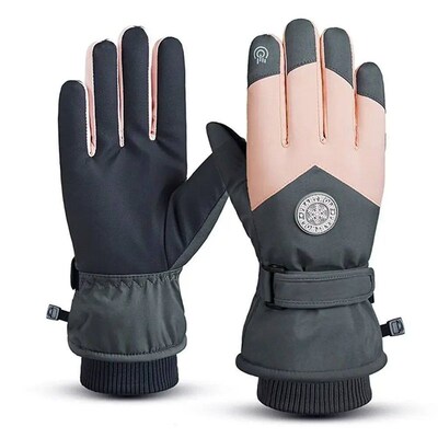 Winter Snowboard Ski Gloves PU Leather Non-slip Touch Screen