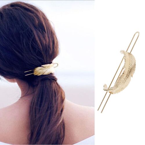 Hair s Feather Bun Cuff Leaf HairPin Set Women Unique Weddin