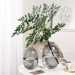 高级感花瓶客厅插花摆件玻璃水培马醉木雪柳吊钟南天竹落地装饰品