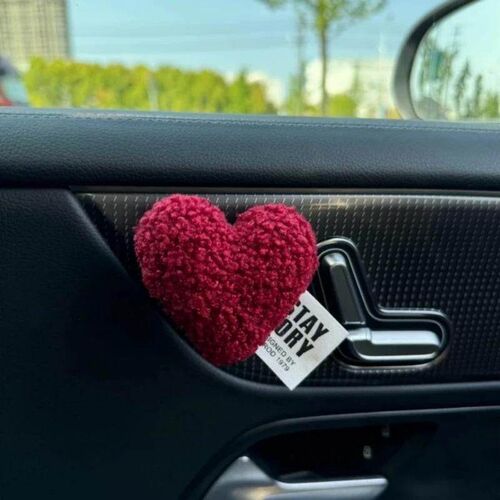 Car Plush Heart Ornament, Cute Heart-Shaped Car Dashboard De