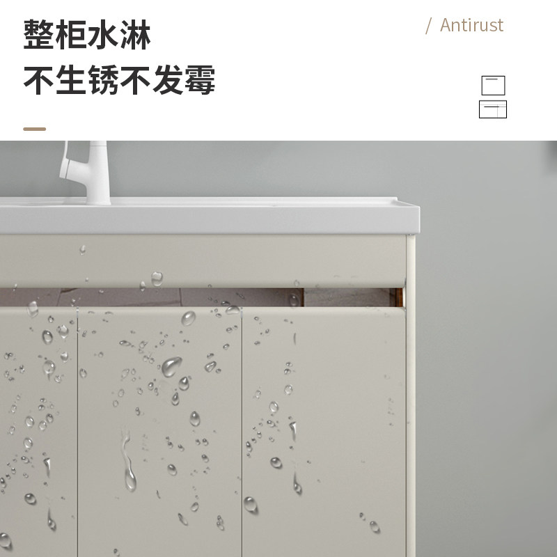 陶瓷洗衣盆带搓板室外不锈钢洗衣柜阳台落地式台盆一体洗衣池