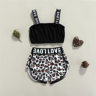 Girls Clothing Sets 2023 Summer Kids Clothes Letter Strap Sl