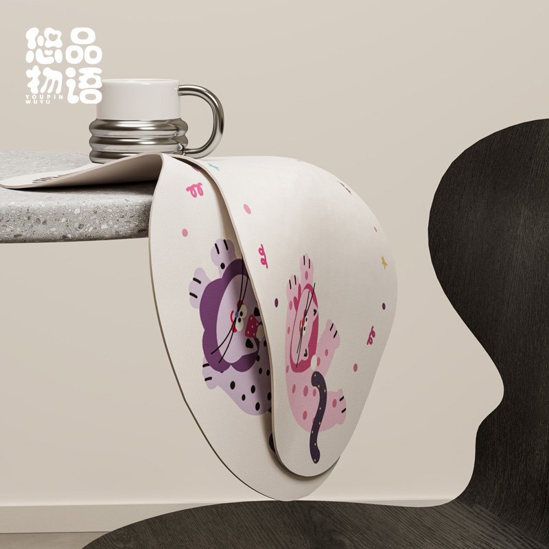 波点猫隔热餐垫卡通可爱防烫隔热垫子防油防水桌垫咖啡杯垫滑鼠垫