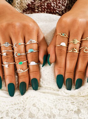 Bohemia Ring Set Women Butterfly Floral Zircon Rings Vintage