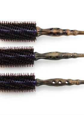 聚森堂紫色空气卷发梳 铝管内外加热鬃毛梳 吹卷造型专用圆滚梳