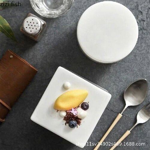 White Ceramic Dinner Plate High Foot Dessert Plate Display