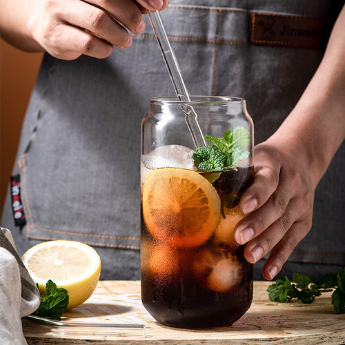 360/500ml Glass Cup Reusable Straw Coke Cup Transparent Wate