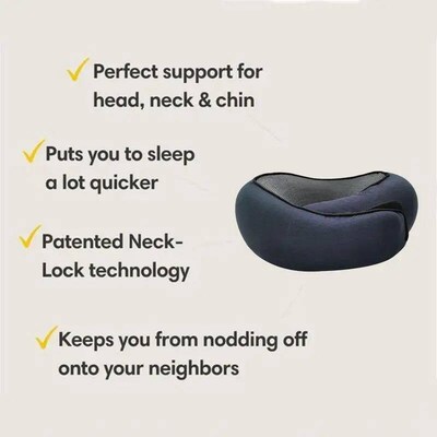Travel Pillow Memory Foam Neck Support Flight Comfortable He