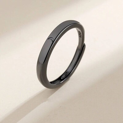 Fashion Simple Couple Ring Silver Plated Sun Moon Adjustable