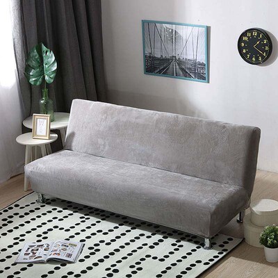 Plush Fabric Fold Armless Sofa Bed ver Folding Seat Slipver