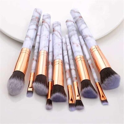 Ten Marble Makeup Brushes 5 Large 5 Small Full Set Of Blush