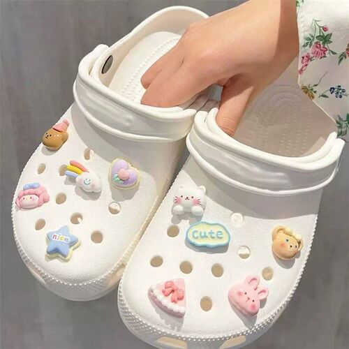 100Pc Round Buckle Platic Button Set For Hole Shoe, Garden S