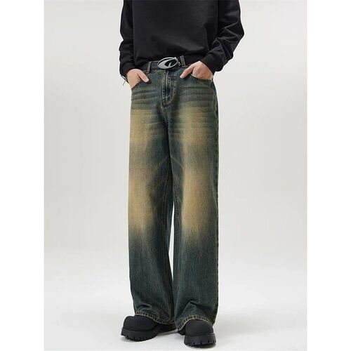 Colors Autumn Vintage Disssed Mens Baggy Straight Jeans