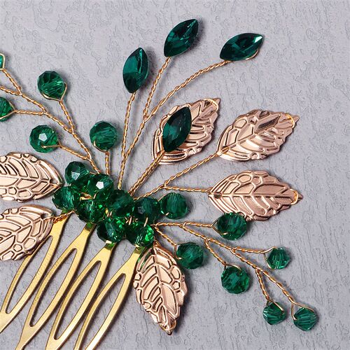 Bride Hairpins Tiaras Rhinestone Green Hair Combs For Women