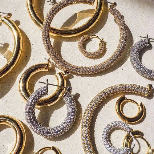 Classic Round Circle Stainless Steel Crystal Zircon Hoop Ear