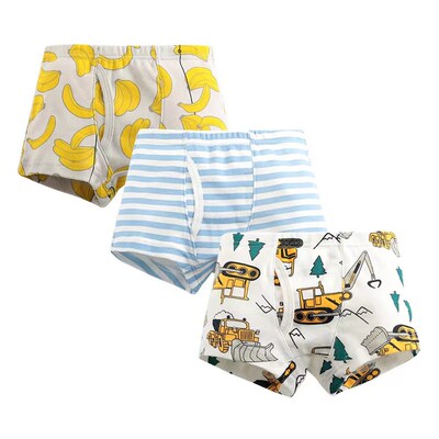 3 Piece Kids Boys Underwear Cartoon Childrens Shorts Pantie