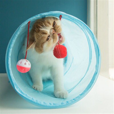 Cat Tunnel Toy Funny Pet 2 Holes Play Tubes Balls Collapsibl