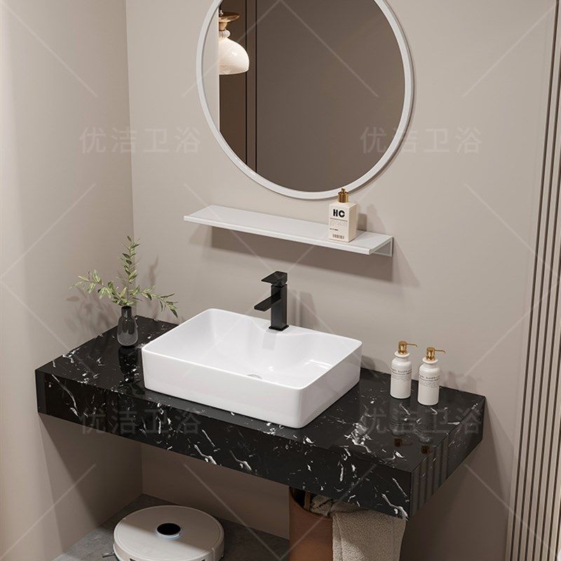 酒店卫生间洗手盆宾馆公寓大理石洗漱台台上陶瓷洗脸池浴室柜