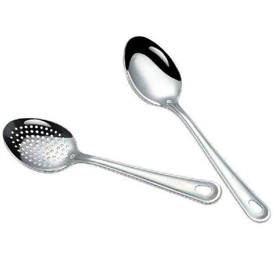 2 Pcs Stainless Steel Serving Spoon Kitchen Slotted