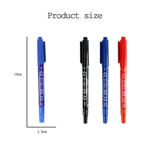10Pcs Twin Tip Permanent Marker Black/Blue/Red Oil Marker Pe