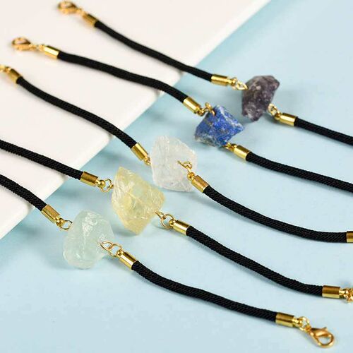 New Natural Crystal Mixed Raw Stone Rope Brlet Womens Handm