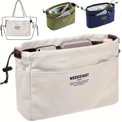 Bag Divider Drawstring Canvas Storage Organizers Multi-Pocke